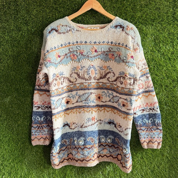 Heirloom Collectibles Sweaters - Vintage Heirloom Collectibles Hand Knit Sweater Beaded Embellished Cottagecore
